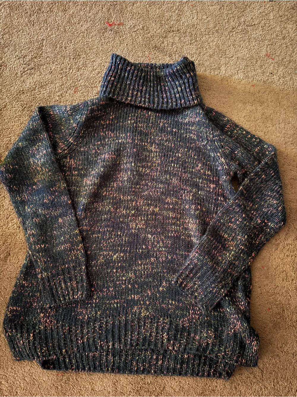 twik Navy Speckled Cowl-Neck Sweater